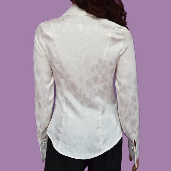 White Blouse Size XS or S Top Button Down Open Front Long Sleeve Handmade - Picture 2 of 8